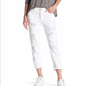 White Ripped Lucky Brand Boyfriend Jeans